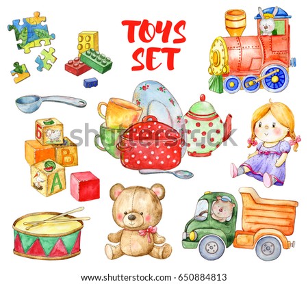 Download Watercolor Toys Set Stock Illustration 650884813 ...