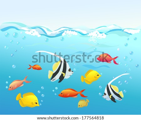 coral fish under water. vector illustration