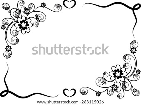 Vector Design Flowers Border Black White 스톡 벡터 263115026 - Shutterstock