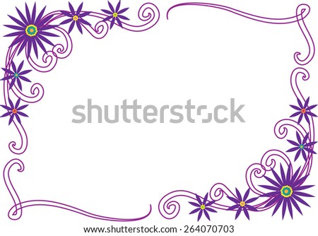 Vector Purple Flowers Border Stock Vector 264070703 - Shutterstock