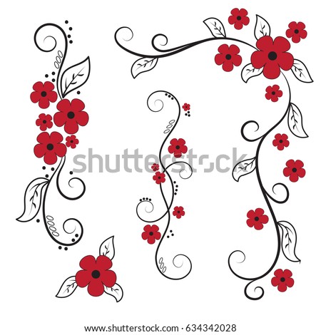 Abstract Vertical Floral Swirl Silhouette Vector Stock Vector 559649428