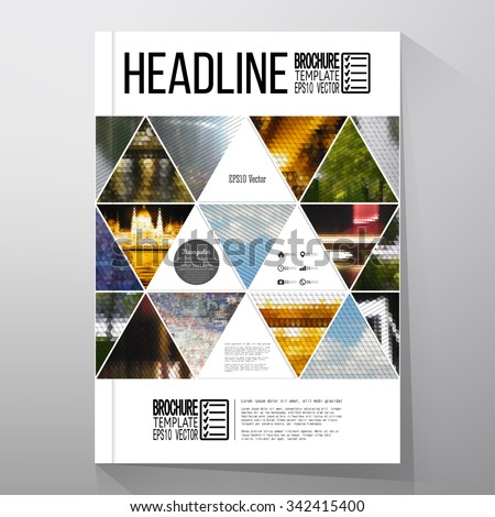 Business templates for brochure, flyer or booklet. Abstract multicolored background of nature landscapes, geometric vector, triangular style illustration.