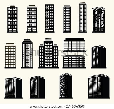 Illustration Black White Buildings Perspective Isolated Stock Vector ...