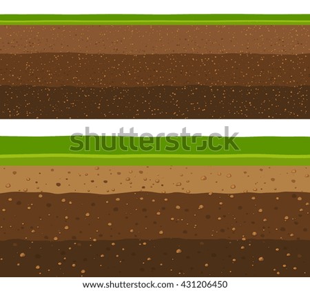 Layers of grass with Underground layers of earth, seamless ground