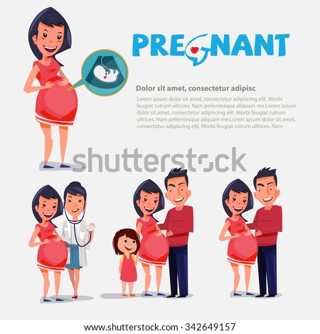 Pregnant set, pregnant couple, happy mom concept. typohtagphic design - vector illustration