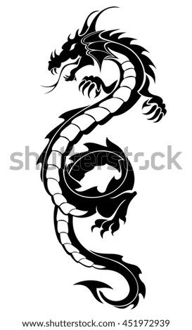 black tribal dragon tattoo vector illustration stock black tribal dragon tattoo vector illustration stock