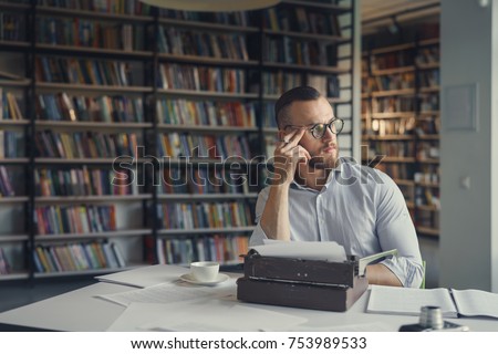 Young writer in the library