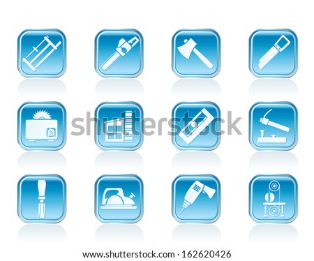 Woodworking Industry And Tools Icons Woodworking Industry And Tools Icons