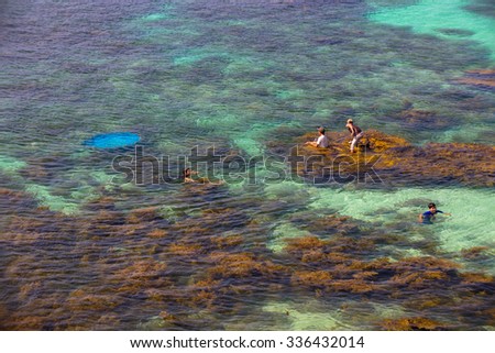 LY SON ISLAND-QUANG NGAI-VIETNAM. APRIL 26,2014. A view of fisher men in LY SON ISLAND - QUANG NGAI-VIETNAM