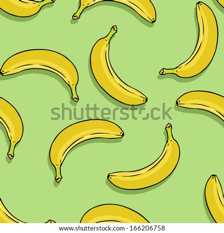 vector seamless pattern of bananas on green background
