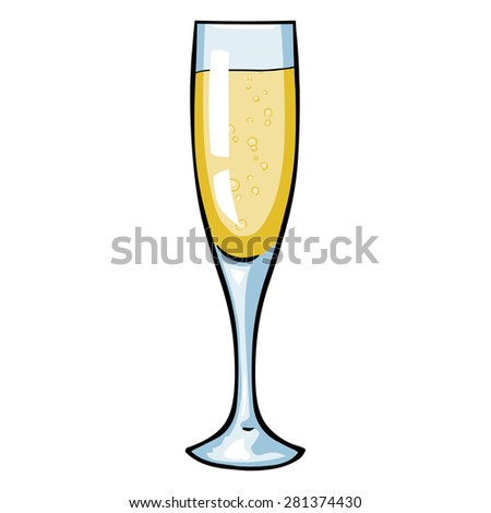 Vector Cartoon Glass of Champagne