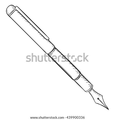 Vector Single Sketch Fountain Pen Stock Vector 439900336 - Shutterstock