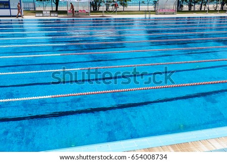 varna bulgaria circa 2017 sports swimming pool with dividing paths for competition without - Olympic Swimming Pool 2017 varna bulgaria circa 2017 sports swimming pool with dividing paths for competition without - Olympic Swimming Pool 2017