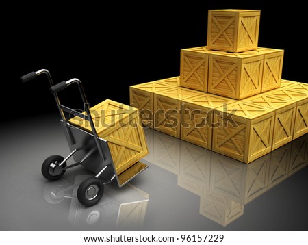 3d Illustration Of Crates With Truck Warehouse Concept 3d Illustration Of Crates With Truck Warehouse Concept