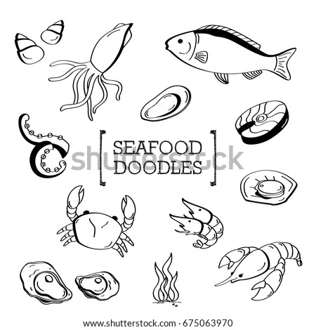 Vector Seafood Drawing Set Stock Vector 136019396 - Shutterstock Vector Seafood Drawing Set Stock Vector 136019396 - Shutterstock