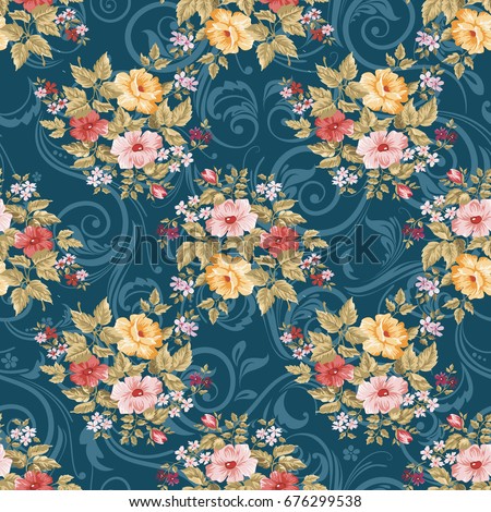 Beautiful Vintage Seamless Pattern Retro Wallpapers Stock Vector ...
