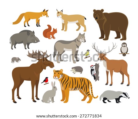 Vector Illustration Forest Animals Moose Deer Stock Vector 437193313 ...