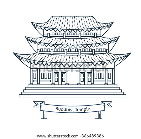 Buddhist Temple Monastery Buddhism Symbol Pagoda Stock Vector 366489386