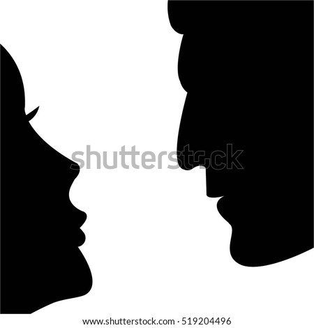 Black Silhouette Girl Guy On White Stock Vector 519204496 - Shutterstock