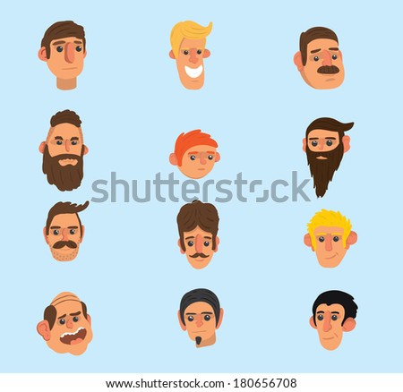 Set Human Faces Expressing Positive Emotions Stock Vector 516125500 ...