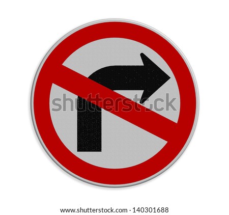 Stock Images similar to ID 108073985 - road sign don't turn right on...