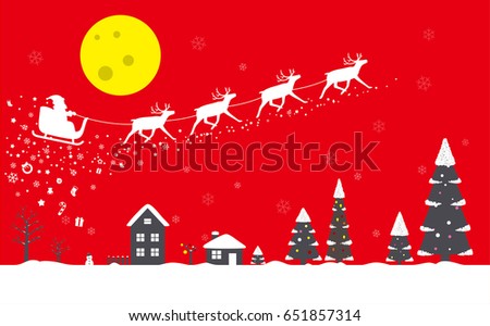 Santa Claus driving car with deer, Christmas poster