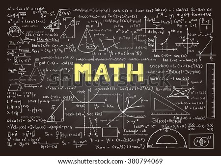 Hand Drawn Mathematics Formulas On Chalkboard Stock Vector ...