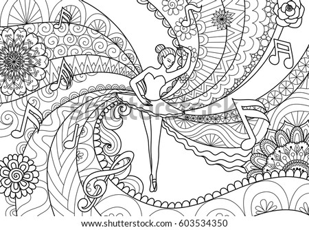 Zendoodle Design Ballet Dancer Adult Coloring Stock Vector 603534350 ... Zendoodle Design Ballet Dancer Adult Coloring Stock Vector 603534350 ...
