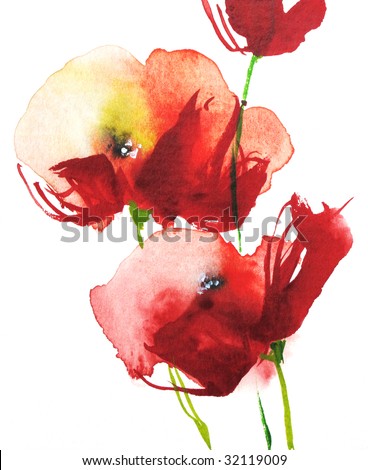 Orange watercolor flowers Stock Photos, Images, & Pictures | Shutterstock