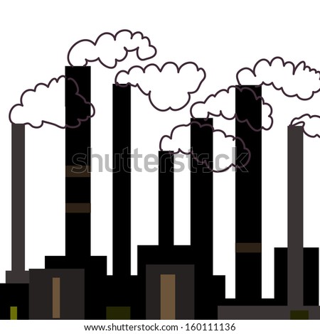 Vector Illustration Industrial Factories Grayscale Stock Vector ...