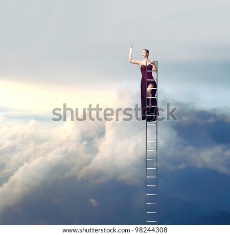 https://thumb1.shutterstock.com/display_pic_with_logo/160669/98244308/stock-photo-beautiful-elegant-woman-on-a-ladder-in-the-sky-drawing-98244308.jpg