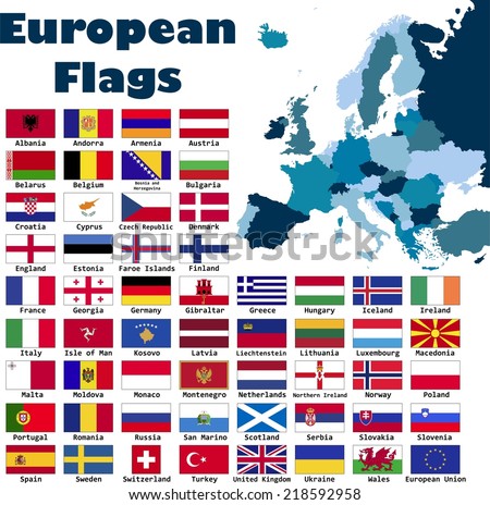 European Union Map All Countries Flags Stock Vector 331639082 ...