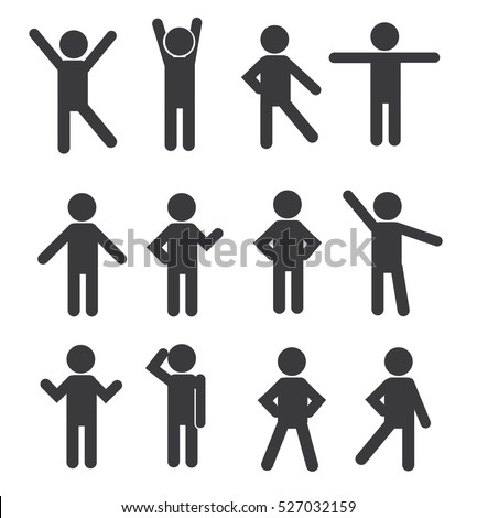 Set People Figure Pictogram Icons Isolated Stock Vector 527032159 ...