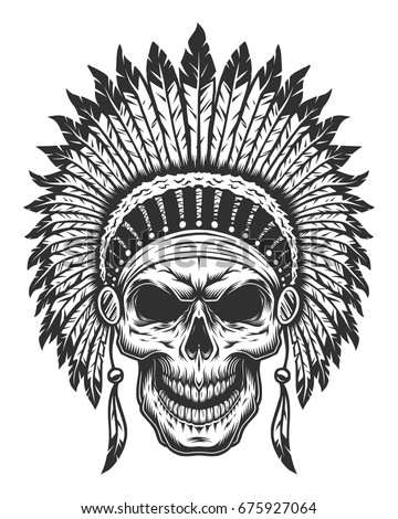 Skull Vector American Indian Tshirt Graphics Stock Vector 192205817 ...