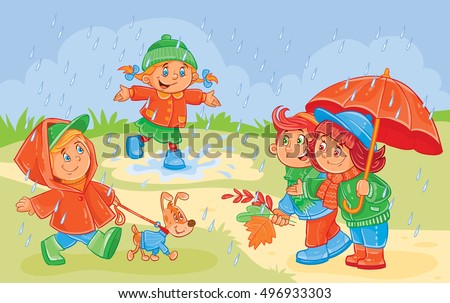 Vector illustration of young children playing