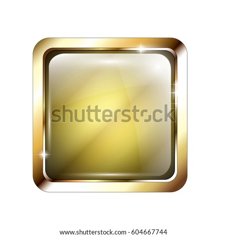Abstract yellow rounded square background with a gold frame, with space for your text. Vector illustration.