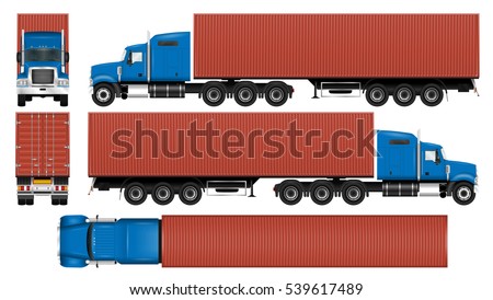 Container Truck Vector Mockup Isolated Template Stock 