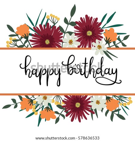 Happy Birthday Hand Lettering Greeting Card Stock Vector 578636533 ...