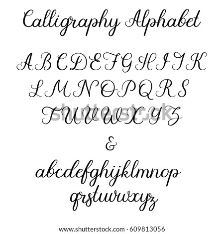 Calligraphic Vector Font Uppercase Lowercase Ampersand Stock Vector ...