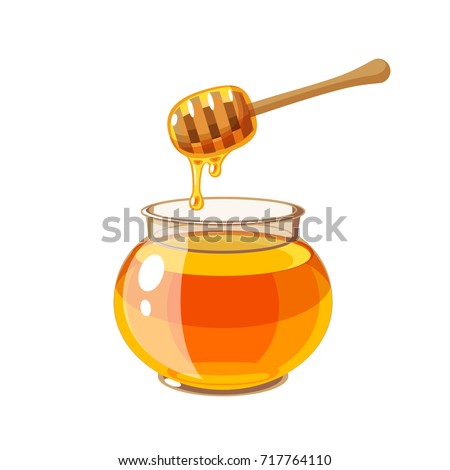 Honey Jar Honey Dripping Wooden Honey Stock Vector 704658316 - Shutterstock