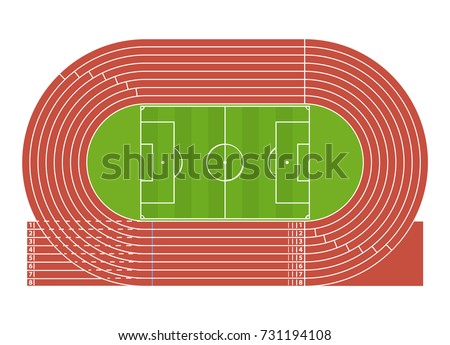 Top View Running Track Soccer Field Stock Vector 153268349 - Shutterstock