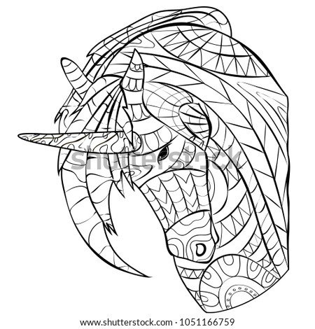 Unicorn Picture Coloring Page For Relaxation Children