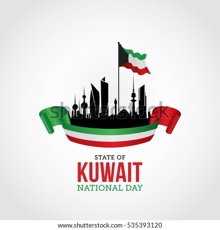 Kuwait National Day Celebration Vector Illustration Stock 