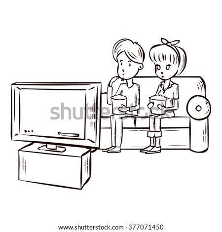 Watching Tv Tv Audience Tv Program Stock Vector 377071411 - Shutterstock