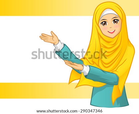 High Quality Muslim Woman Wearing Yellow Stock Vector 