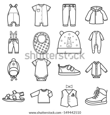 Baby Clothes Icons Setclothing Boy Isolated Stock Vector 549442510 ...