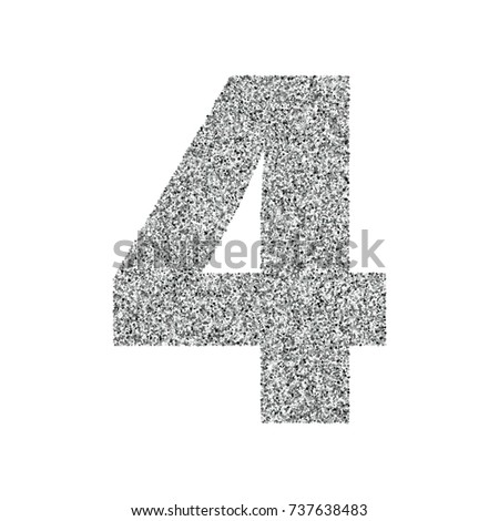 silver glitter alphabet number 4 ideal stock vector 737638483