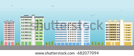 Apartment Building Illustration colorful apartment building exteriors vector illustration stock Apartment Building Illustration colorful apartment building exteriors vector illustration stock