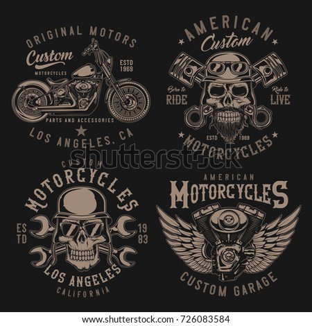 Vintage Motorcycle Typography Tshirt Graphics Vectors Stock Vector ...