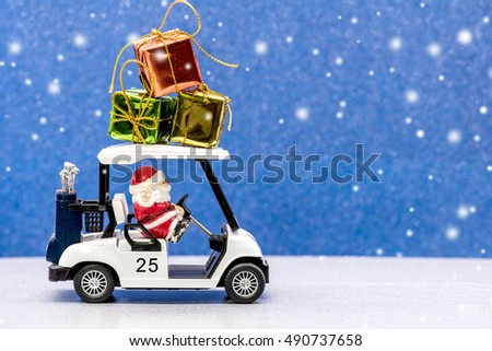 Santa and Christmas, Golf car for celebration